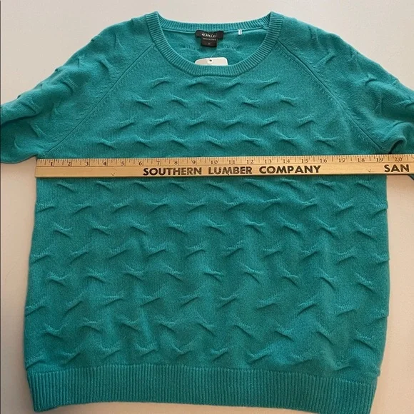 NWT Pure Amici turquoise blue cashmere crew neck sweater size M - Picture 5 of 7